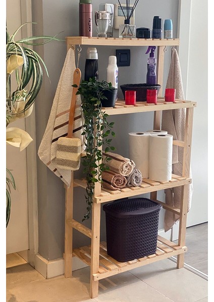 Banyo Dolabı Ahşap Banyo Düzenleyici Raf Çok Amaçlı Banyo Mutfak Rafı MOB184