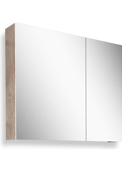 Tokyo 80CM Mdf Banyo Üst Aynalı Dolap Kafkas Meşe - Beyaz