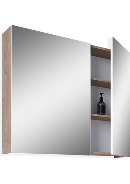 Tokyo 80CM Mdf Banyo Üst Aynalı Dolap Kafkas Meşe - Beyaz fiyatları