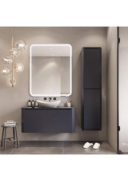 Rodi 100 cm Lake Banyo Dolabı Seti ve Boy Dolabı Antrasit