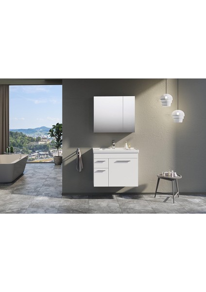 Enez 80 cm Beyaz Banyo Dolabı Alt Modül ve Lavabo fiyatları