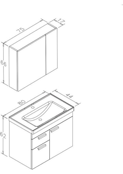 Enez 80 cm Beyaz Banyo Dolabı Alt Modül ve Lavabo modelleri