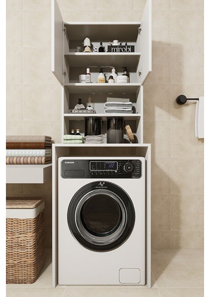 Çamaşır Makinesi Dolabı Hayzum 180*066*55 Banyo Kiler Dolabı Beyaz fiyatları