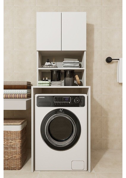 Çamaşır Makinesi Dolabı Hayzum 180*066*55 Banyo Kiler Dolabı Beyaz modelleri