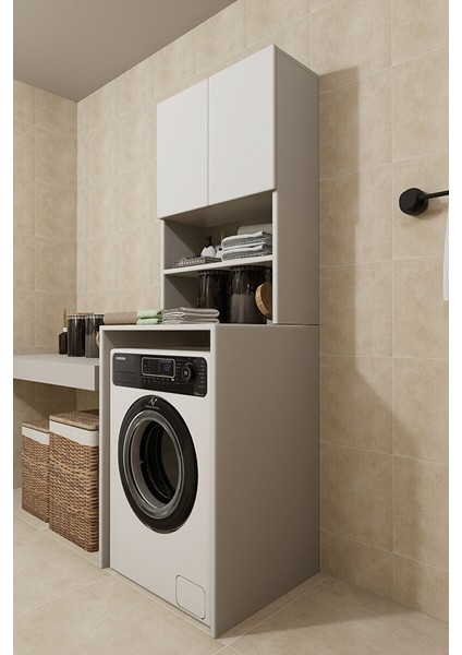 Çamaşır Makinesi Dolabı Hayzum 180*066*55 Banyo Kiler Dolabı Beyaz fırsatları