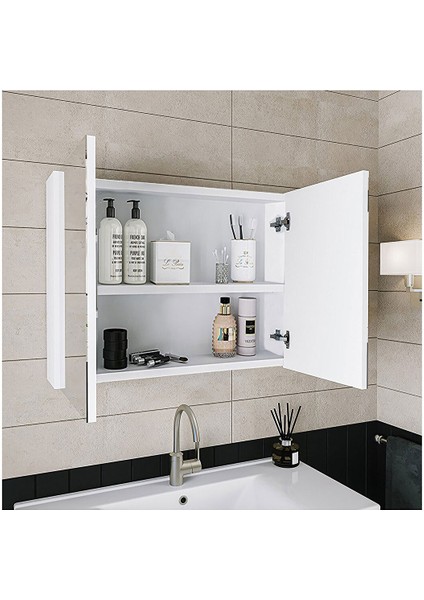 Beyaz 80 cm Seramik Lavabolu, Ayna Dolaplı Banyo Dolabı Takımı-Mdf modelleri