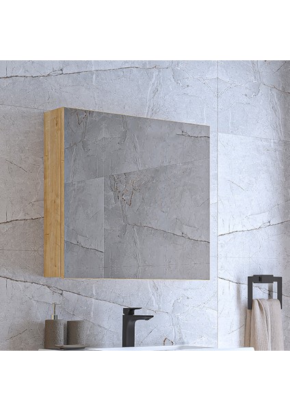 Aynalı Banyo Dolabı 60 cm Safir meşe