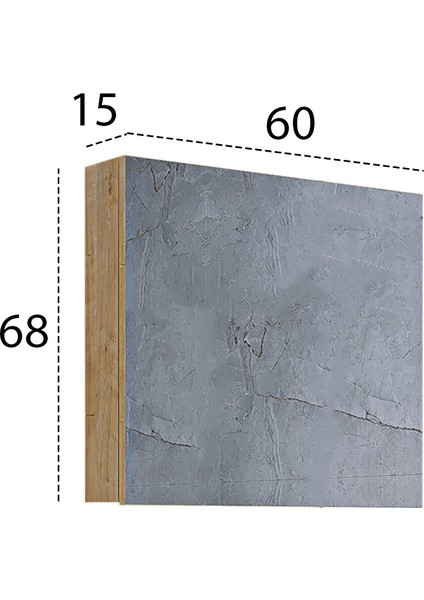 Aynalı Banyo Dolabı 60 cm Safir meşe modelleri