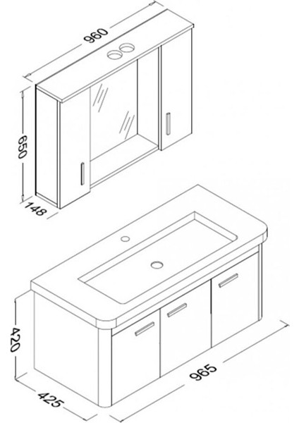 Note Smart 100 cm Banyo Dolabı - Beyaz modelleri