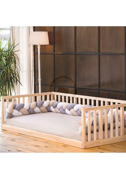 Montessori Doğal Ahşap Karyola Kanepe Model 120X200 cm