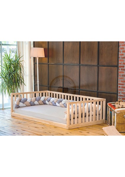 Montessori Doğal Ahşap Karyola Kanepe Model 120X200 cm