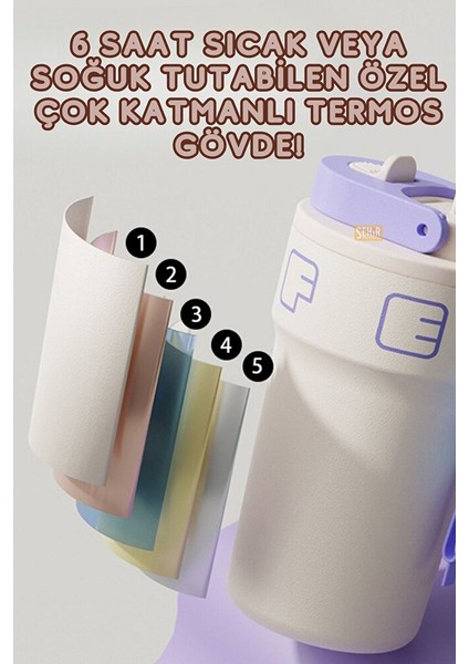 Yeni Koleksiyon 550ML LED Sıcaklık Göstergeli Rahat Içim Paslanmaz Çelik Akıllı Termos Mug Siyah-Yeşil