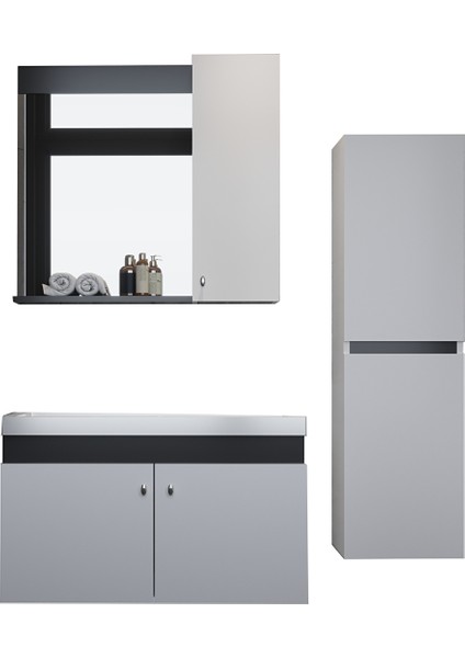 New Bahar 80 cm Banyo Dolabı Takımı Lavabo Dahil, Boy Dolap Hediyeli, Lavabolu,aynalı Banyo Dolabı fiyatları