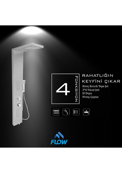 Victoria Silver Gri Masajlı Duş Paneli - Dikey Jakuzi - Robot Duş - El Duşu - Lüx Duş fırsatları