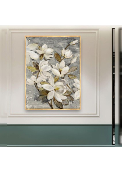 Manolya Çiçeği Yağlı Boya Dokulu Tablo Çerçevesiz 75X100 cm