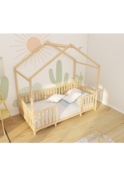 Ripon - Montessori Çatılı Ayaklı Ahşap Yatak 60 cm 180X80 cm fırsatları