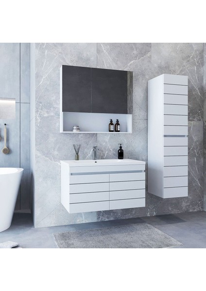 Home Asya 80 cm Mdf Banyo Dolabı Seti + Boy Dolabı Beyaz 80 cm fiyatları