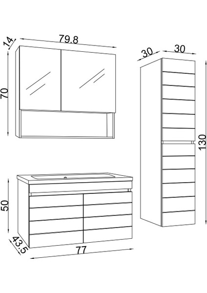 Home Asya 80 cm Mdf Banyo Dolabı Seti + Boy Dolabı Beyaz 80 cm fırsatları
