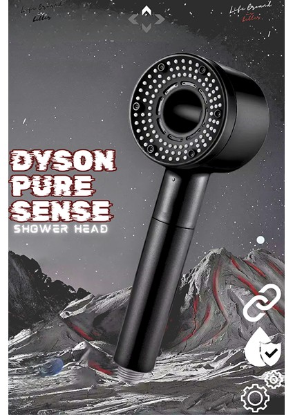 Pure Sense Basınçlı Duş Seti 5 Fonksiyonlu Duş Başlığı ve Silikon Duş Hortumu Extra Güçlü Masajlı Tazyikli