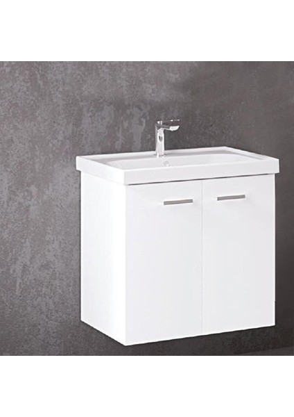 Denko Terra 60 cm Mdf Beyaz Banyo Dolabı Alt Modül ve Lavabo