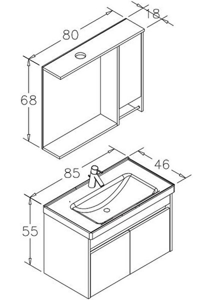 Aydos 85 cm Mdf Banyo Dolabı Alt Modül ve Lavabo modelleri