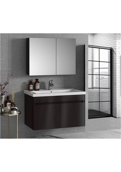 Siyah 65 cm Banyo Dolabı Takımı-Mdf