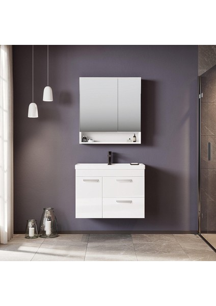 Nova 80 cm Beyaz Banyo Dolabı Takımı