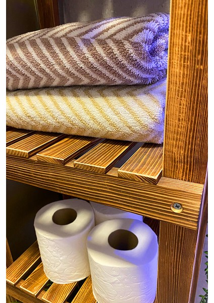 Ahşap 4 Katlı Banyo Rafı Havluluk Banya Düzenleyici Ykm MOB102 modelleri
