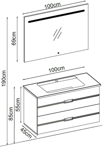 Bathline Banyo Dolap Takımı Bathline 55100 V32 100CM Kaman-Ceviz fiyatları