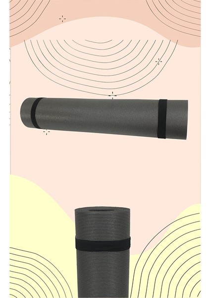 Pilates Yoga Matı 180X60 5mm Çizgi Desen Antrasit