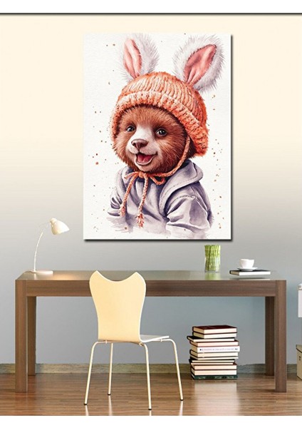 Kanvas Tablo Bere Takan Yavru Ayı 70X100 cm modelleri