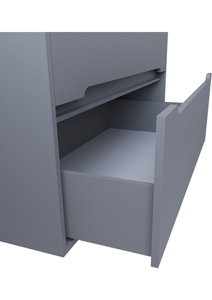 Home Madrid 80 cm Mdf Banyo Dolabı Seti ve Boy Dolabı Sis Gri