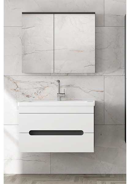 Alpi̇ 80 cm Seramik Lavabolu Banyo Dolabı Seti-Mdf modelleri