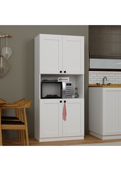 Lucas 4 Kapaklı Çok Amaçlı Dolap, Çok Amaçlı Banyo, Mutfak ve Mikrodalga Fırın Dolabı - Beyaz fiyatları