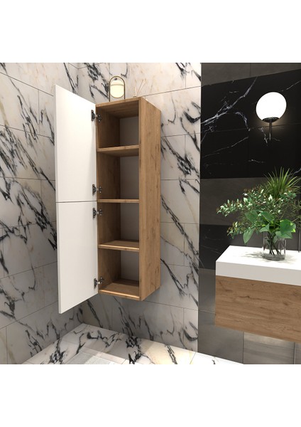 Panjur Kapaklı Banyo Asma Boy Dolabı | Ahşap - Beyaz Sepet - Beyaz indirimleri