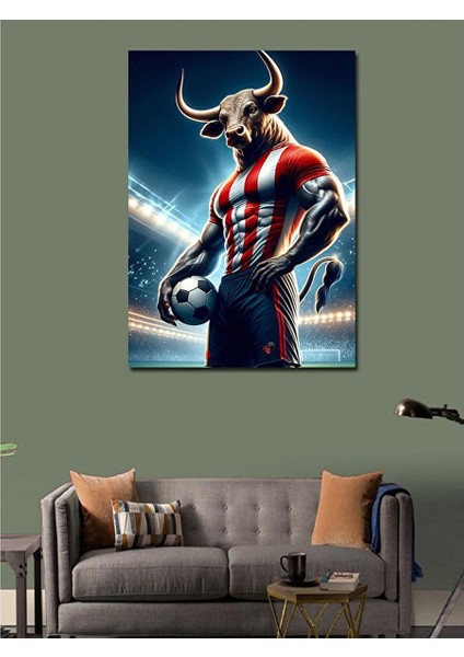 Kanvas Tablo Futbolcu Boğa 100X140 cm modelleri