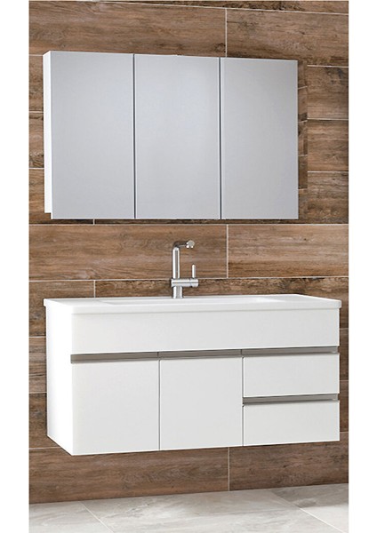 Esen Beyaz 100 cm Lüx Banyo Dolabı Takımı