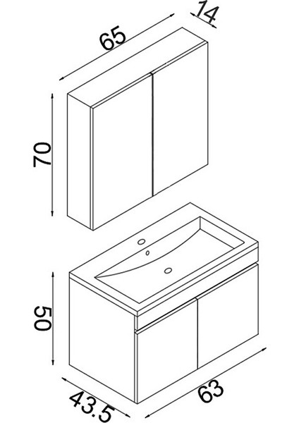 Tokyo 65 cm Mdf Banyo Dolabı Seti Atlantik Çam indirimleri
