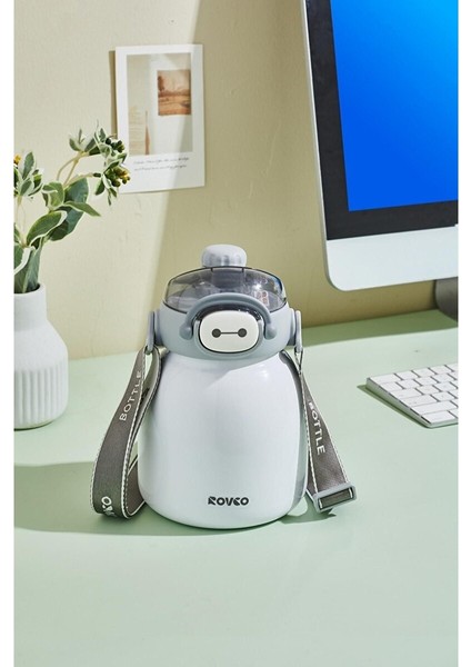 Rovco 1000ML Çelik Termos Çift Kullanım Pipetli/ Rahat Içim Askılı Sticker Hediyeli 6 Saat Sıcak-Soğuk Yalıtım Beyaz fiyatları
