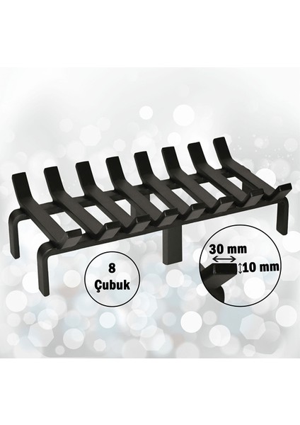 Şömine Izgarası 8 Çubuklu 48 cm x 32 cm Ekstra Dar Gözlü Izgara