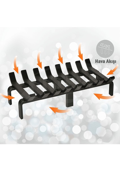 Şömine Izgarası 8 Çubuklu 48 cm x 32 cm Ekstra Dar Gözlü Izgara