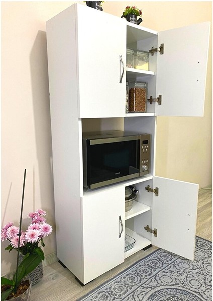 4 Kapaklı Orta Bölmeli 4 Kapılı Çok Amaçlı Beyaz Mikrodalga Mini Fırın Mutfak Dolabı indirimleri
