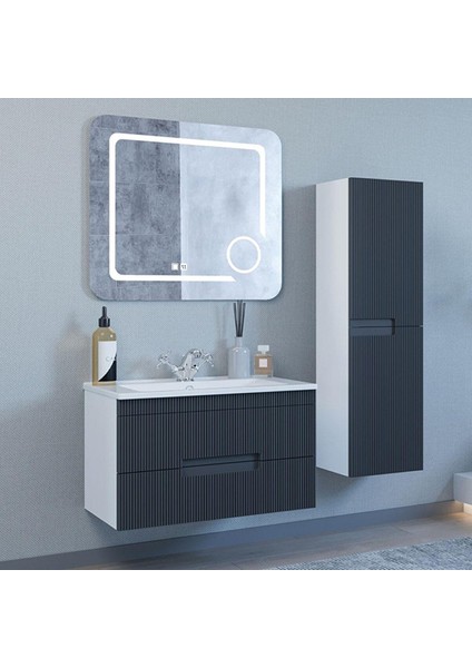 Denko Galata 75 cm Mdf Antrasit Gri Banyo Dolabı Alt Modül ve Seramik Lavabo fırsatları
