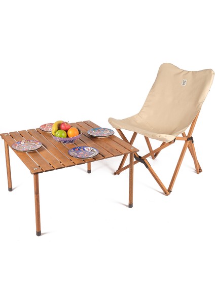 Ahşap Katlanır Kamp ve Piknik Masası Kahverengi 70X70X40CM modelleri