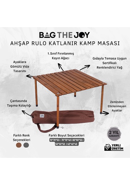 Ahşap Katlanır Kamp ve Piknik Masası Kahverengi 70X70X40CM fırsatları