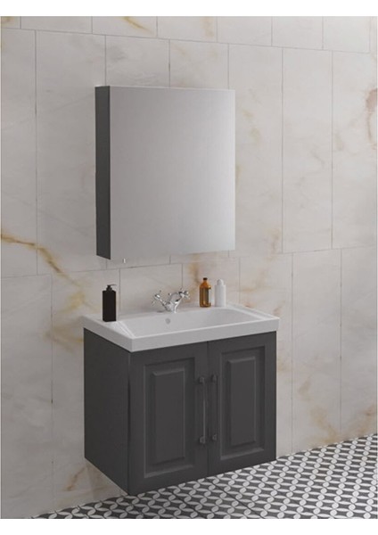 Royal 65 cm Banyo Dolabı Takımı Antrasit Gri