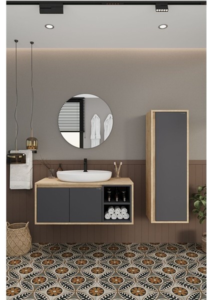 Gül 90 cm Banyo Dolabı Ayna Lavabo Boy Dolabı fiyatları