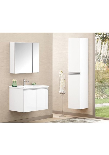 Terme 80 cm Beyaz Banyo Dolabı Takımı ve Boy Dolabı