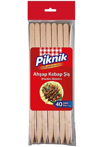 Piknik Ahşap Kebap Şiş 40'lı