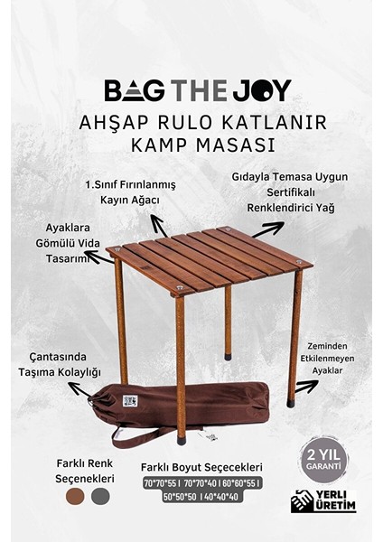Ahşap Katlanır Masa Sandalye Seti Kahverengi Iskelet Yeşil Kılıf -50X50X50 Masa